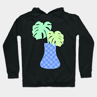 Monstera Deliciosa leaves in checkerboard vase Hoodie